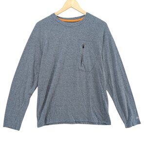 Ridgecut Toughwear Long Sleeve Active Tee Mens Blue Zip Pocket Shirt Size M